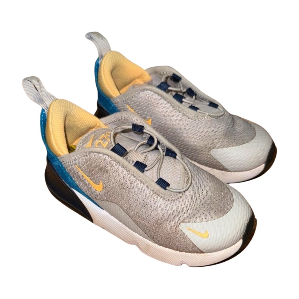 Nike Air Max 270 Toddler Sneakers | Gray Yellow Blue | Size 10C